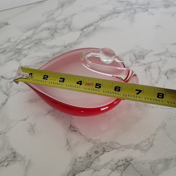 Glass Art Swan Red White Clear Figurine Dish Decorative - Picture 6 of 8